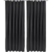 Beautissu VORHANG Amelie BK mit Kräuselband 140x245cm Schwarz (2tlg)