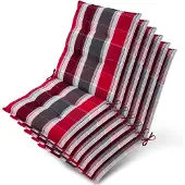 Beautissu 6er Set Sun-NL Niederlehner Auflage 105x50x8cm Rot-Anthrazit-Gestreift