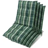 Beautissu 4er Set Niedriglehner Auflage Sun-NL 100x50x8cm Grün-Kariert