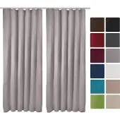 Beautissu Amelie BK Vorhang mit Kräuselband 140x245cm Grau 2tlg