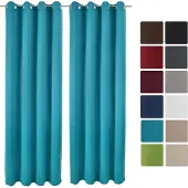 Beautissu Amelie BO Vorhang mit Öse 140x245cm Türkis 2tlg