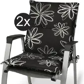 Beautissu Flores Niedriglehner 2er 100x50 cm schwarz mit Blumen