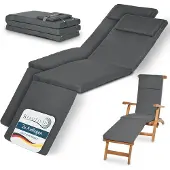Beautissu 2er Set Luxus Deckchair Auflage LoftLux DC, 175x45x5cm, Graphitgrau