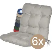 Beautissu 6er Set Niedriglehner Auflagen Set Flair NL, 100x50x8cm, Grau