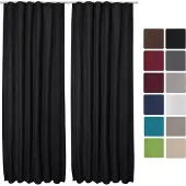 Beautissu Amelie TK Vorhang mit Kräuselband 140x245cm Schwarz 2tlg