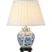 Elstead Lighting Elstead Linyi Tischleuchte E27 Blau und weiß Elfenbein