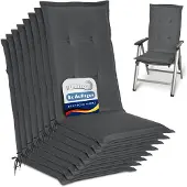 Beautissu 8er Set Gartenstuhlauflage Loft HL Graphitgrau, 120x50x6cm