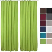 Beautissu Amelie TK Vorhang mit Kräuselband 140x245cm Grün 2tlg