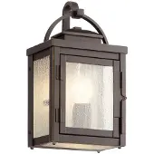 Kichler Wandleuchte Carlson E27 25W IP44 Aluminium Bronze gerieben, Glas klar B:15.7cm Ø15.7cm dimmbar