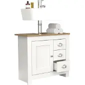 VCM Holz Waschbeckenunterschrank | Badschrank | Maße: H. 58 x B. 65 x T. 30 cm | 1 Drehtür | 3 kleine Schubladen - Balusa L