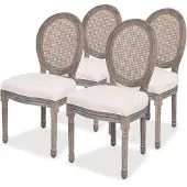 vidaXL Esszimmerstühle 4 Stk. Creme Stoff