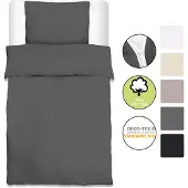 Beautissu 1er Set Renforcé Bettwäsche Set Julie, 155x220cm, 2tlg., Anthrazit