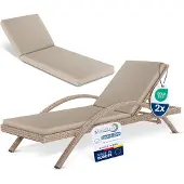 Beautissu 2er Set Deckchair Auflagen Wasserdicht QD-RL, 190x60cm, Beige