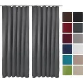 Beautissu VORHANG Amelie BK mit Kräuselband 140x245cm Anthrazit (2tlg)