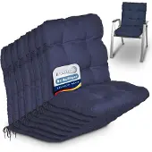 Beautissu 8er Set Niedriglehner Auflagen Set Flair NL, 100x50x8cm, Dunkelblau