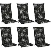 Beautissu 6er Set Hochlehner für Gartenstuhl Flores, 120x50x6cm, Schwarz