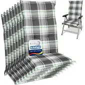 Beautissu 8er Set Hochlehner Auflagen Set 120x50 cm Polster Mintgrün Kariert