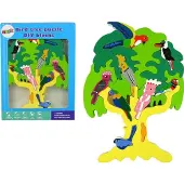 Leantoys Hölzerne Baumvögel, Papageien, DIY-Holzpuzzleblöcke