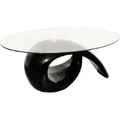 Super Merchant Couchtisch mit ovaler Glasplatte Hochglanz Schwarz