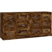 vidaXL Sideboards 2 Stk. Räuchereiche Holzwerkstoff