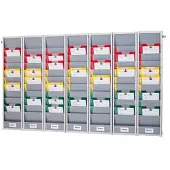 Eichner Planungstafel Flexo, 7er-Set, mit Wandprofil, 10 Schienen pro Tafel, für bis zu 70 Auftragstaschen, B 1700 x T 100 x H 1280 mm, Kunststoff, grau