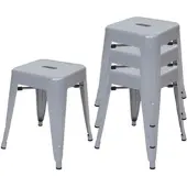 Proregal 4er-Set Hocker Sitzhöhe 46cm Metall Industriedesign Stapelbar Grau Metallhocker Sitzhocker