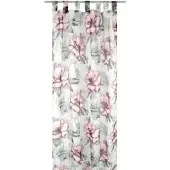 Arsvita Gardine Schlaufenschal 140 cm x 245 cm Voile mit Druck Flower 2er Pack