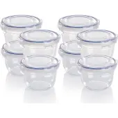 OEM Kunststoff-Lebensmittelbehälter-Set, 8x Dosen, rund, stapelbar, bruchfest, mikrowellengeeignet