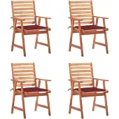 Syfax Garten-Essstühle 4 Stk. mit Kissen Massivholz Akazie