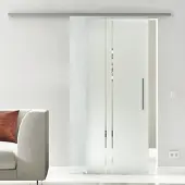 Levidor Glasschiebetür Komplettset 65 x 205 cm Köln Edelstahl mit Stangengriff