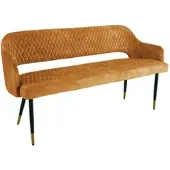 Invicta Sitzbank PARIS - 160cm senfgelb Samt Retro Rückenlehne Metallbeine