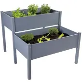 NYVI Hochbeet NYVIGreen mit 2 Abteilungen Grau - Gartenbeet mit Unkrautvlies - Perfekt für Pflanzen, Gemüse. Kräuter & Blumen - Wetterfest, Einfache Montage - Gemüsebeet Kräuterbeet Pflanzenbeet