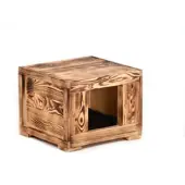 Rohrschneider Wohnhöhle 'Amadeus', geflammtes Holz, Plüsch dunkelgrau