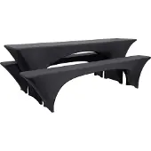 Beautissu Victoria Biertischhusse 50cm Stretch Schwarz 3tlg