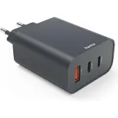 Hama Schnellladegerät 2xUSB-C, 1xUSB-A, PD 65W, Grau
