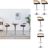 vidaXL Barhocker 2 Stk. Schwarz Kunstleder und Bugholz - Barhocker