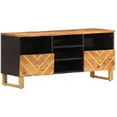 vidaXL TV-Schrank Braun und Schwarz 100x33,5x46 cm Massivholz Mango