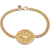 KUZZOI Armband 925 Sterling Silber Kompass, Münze, Plättchen in Gold | Gr.: 23 cm