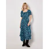 Apricot Midikleid Damen Viskose blau gemustert, 36 840696-0001-00360