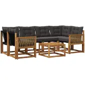 vidaXL Outdoor-Sofagarnitur 7 stk. Natürlich und Schwarz