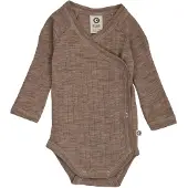 Müsli Woll-Wickelbody langarm Rippqualität Merinowolle, beige, 68
