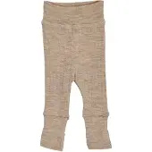 Müsli Wollhose mit Klappfuß Rippqualität Merinowolle, beige, 68