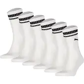 Puma Unisex Sport-Socken, 6er Pack - Crew Heritage, Tennis, Frottee-Sohle, Streifen