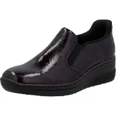 Rieker Damen Slipper mit Keilabsatz, Gummizugeinsatz und Lederdecksohle, Rot, Größe 40