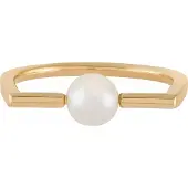 Cai Ring 925/- Sterling Silber Süßwasserzuchtperle weiß Glänzend CAI Gelb