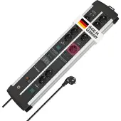 Brennenstuhl 1392000232, 3 m, Drinnen, Type E/F, IP20, Schwarz, Silber, 14 AC-Ausgänge