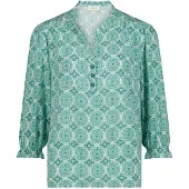 Cartoon Casual-Bluse mit Raffung in Green/Blue | Gr.: 42