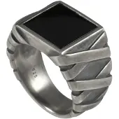 Cai Ring 925/- Sterling Silber Onyx schwarz oxydiert Silbergrau
