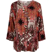 Apricot Blusentop "Bluse mit Schaldruck" mit Trompetenarmen