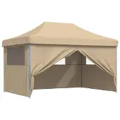 vidaXL Partyzelt Faltbar Pop-Up mit 4 Seitenteilen Beige